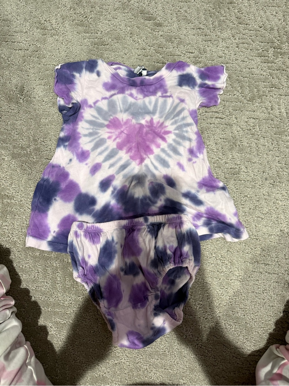 Splendid Purple and White Tie-Dye Heart Kids Matching Set